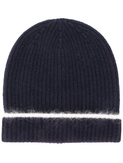 Marni Ribbed Knit Beanie In Blue