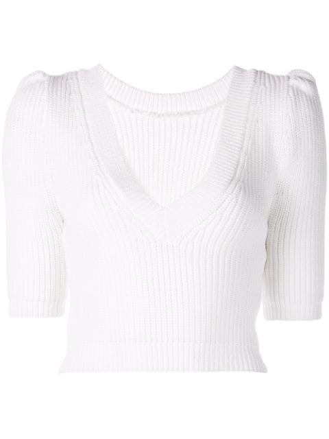 Cushnie Ribbed Knitted Crop Top In White | ModeSens