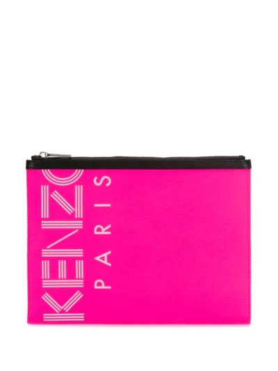 Kenzo Logo Printed Clutch Bag In Pink