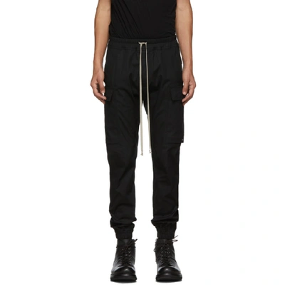 Rick Owens Black Cargo Jogger Pants In 09 Black