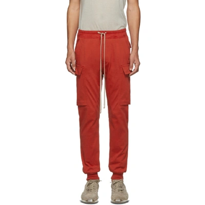 Rick Owens Red Cargo Jogger Pants In 133 Red