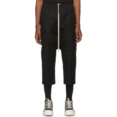Rick Owens Black Drawstring Cropped Trousers In 09 Black