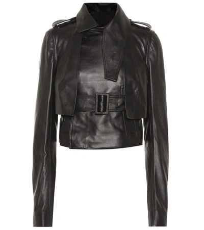 Rick Owens Leather Jacket In Black