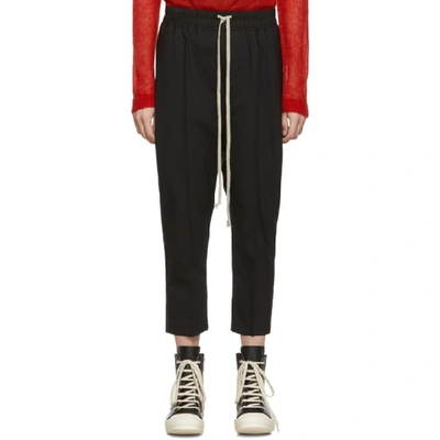 Rick Owens Black Cropped Astaires Trousers In 09 Black