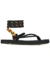 Isabel Marant Epipa Plaited-canvas Velcro-fastening Sandals In Black/multi