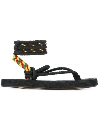 Isabel Marant Epipa Plaited-canvas Velcro-fastening Sandals In Black/multi