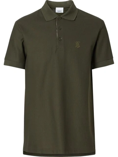 Burberry Slim-fit Logo-embroidered Cotton-piqué Polo Shirt In Green