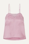 Cami Nyc The Sweetheart Lace-trimmed Silk-charmeuse Camisole In Frose