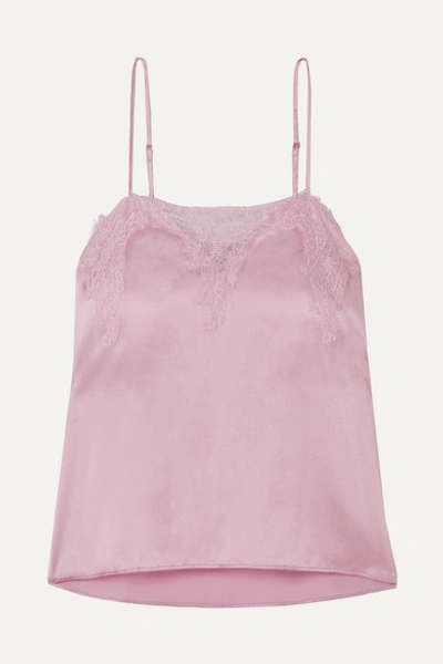 Cami Nyc The Sweetheart Lace-trimmed Silk-charmeuse Camisole In Frose