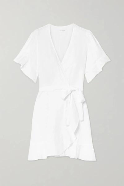 Honorine Edie Linen Mini Wrap Dress In White