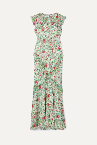 Saloni Tamara Ruffled Floral-print Silk-georgette Maxi Dress In Multi