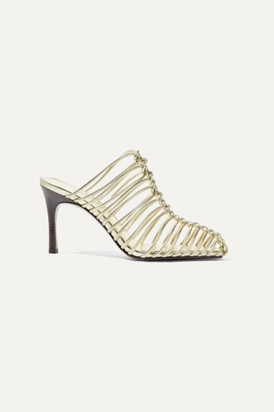 3.1 Phillip Lim / フィリップ リム Sabrina Woven Metallic Leather Mules In Gold