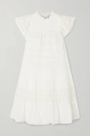 Ulla Johnson Nora Crochet-trimmed Cotton-blend Voile Mini Dress In White