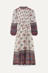 Ulla Johnson Prisma Floral-print Fil Coupé Silk-blend Chiffon Midi Dress In Burgundy