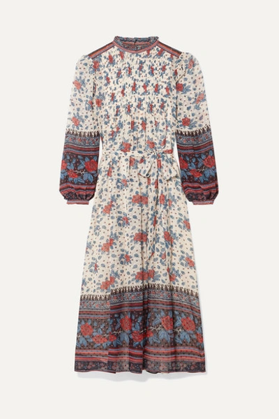 Ulla Johnson Prisma Floral-print Fil Coupé Silk-blend Chiffon Midi Dress In Burgundy