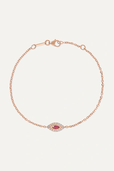 Anita Ko Evil Eye 18-karat Rose Gold, Ruby And Diamond Bracelet