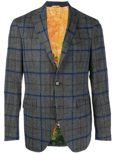 Etro Men's Windowpane Two-button Jacket In Grey