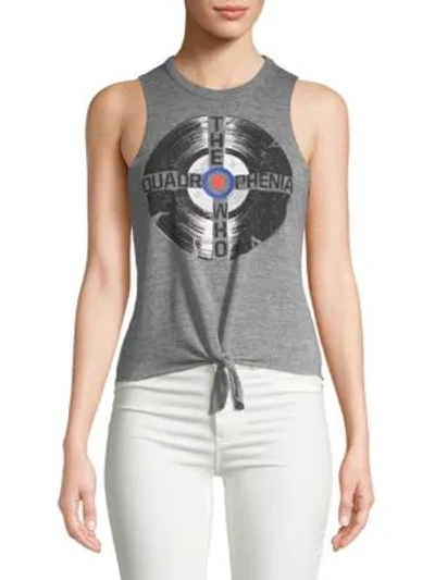 Chaser Tie-front Muscle Tank Top In Streaky Grey