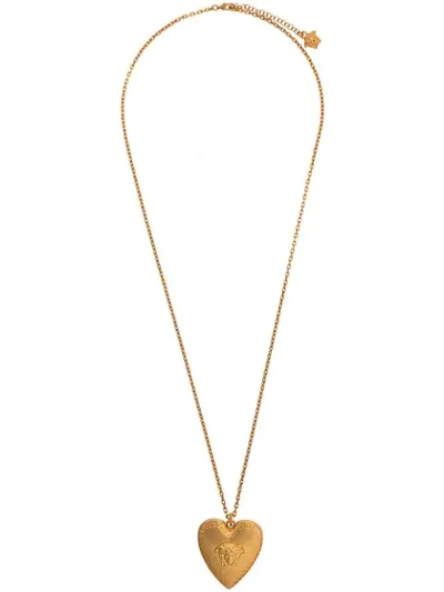 Versace Medusa Heart-pendant Necklace In Gold