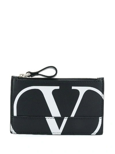 Valentino Garavani Logo Print Card Holder In Black