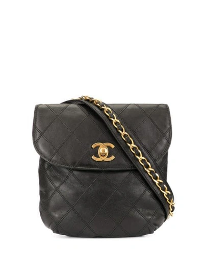 Pre-owned Chanel Flap Belt Bag In Black