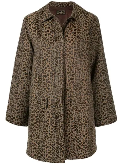 Pre-owned Fendi Leopard Printed Straight Coat In Brown