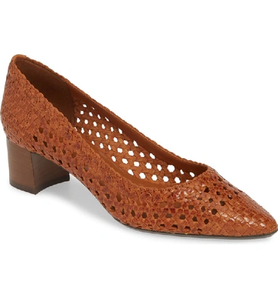 Aquatalia Women's Pasha Woven Leather Pumps In Cognac Leather