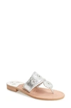 Jack Rogers Whipstitched Leather Slide Sandals In Silver