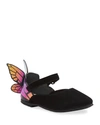 Sophia Webster Chiara Suede Mirrored Butterfly Mary Jane Flats, Baby/toddler In Black