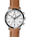 Shinola Men's 45mm Canfield Sport 3-eye Chrono Calendar Watch W/ Leather Strap In White Tan