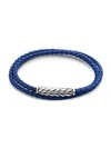 David Yurman Men's Chevron Triple-wrap Leather Bracelet In Blue