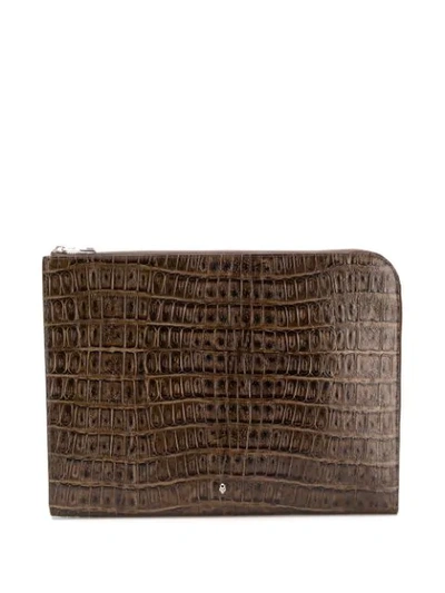 Alexander Mcqueen A4 Croc-effect Leather Pouch In Green