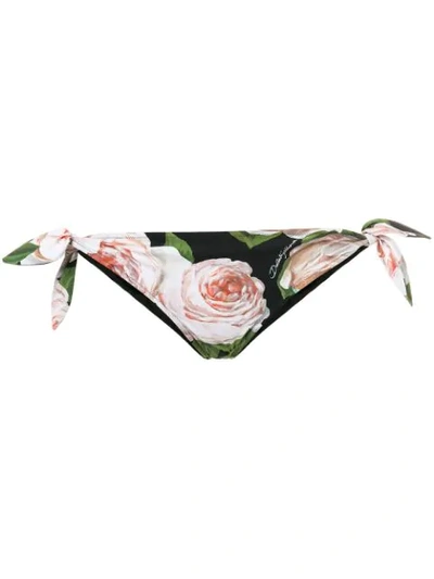 Dolce & Gabbana Lily-print Side-tie Bikini Briefs In Hnt67 Rose Fdo.nero