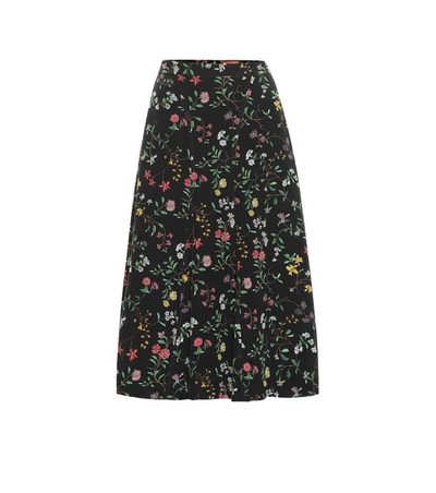 Altuzarra Carol Floral-print Silk Crepe De Chine Skirt In Black