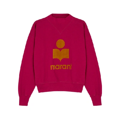 Isabel Marant Étoile Milly Flocked-logo Cotton-blend Sweatshirt In Fuchsia