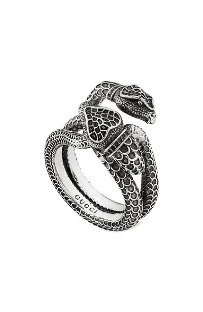 Gucci Double Snake Ring In Sterling Silver