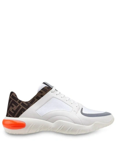 Fendi Exaggerated-sole Low-top Leather And Mesh Trainers In White,brown
