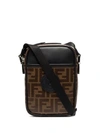 Fendi Ff Cross Body Leather And Canvas Camera Bag In Brown
