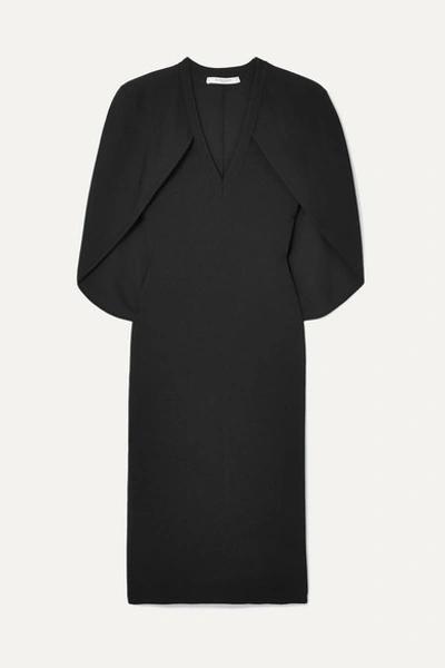 Givenchy Cape-effect Stretch-knit Midi Dress In Black
