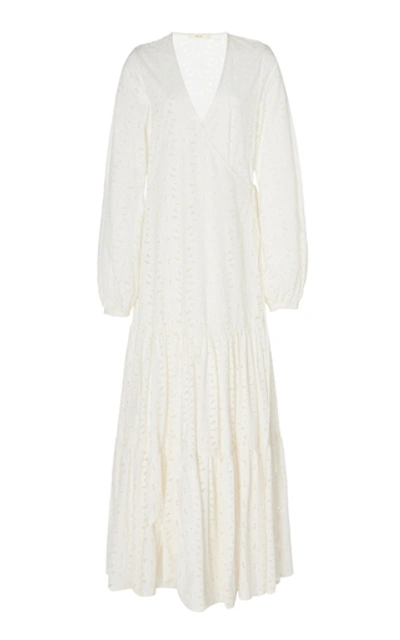 Matin Floral Broderie Anglaise Cotton Maxi Dress In Ivory