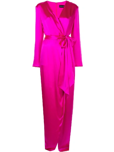 Brandon Maxwell Tie-front Silk-satin Wrap Gown In Pink