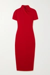 Brandon Maxwell Exclusive Draped Wool-crepe Midi Dress In Red