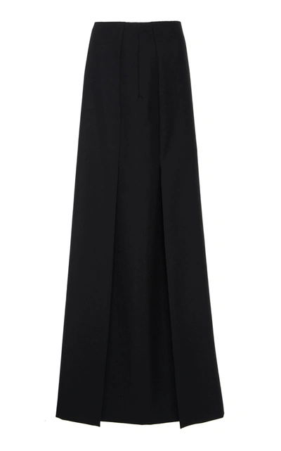 Valentino Pleated Wool-blend Maxi Skirt In Black