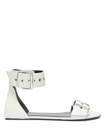 Balenciaga Women's Belt Flat Leather Sandals In White