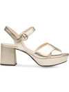 Prada Metallic Textured-leather Platform Sandals In Pirite