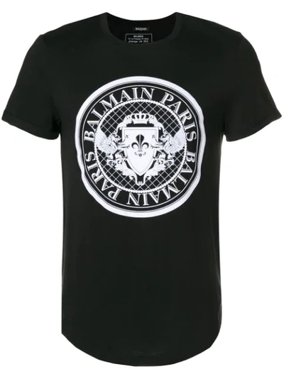 Balmain Medallion Logo Print T-shirt In Black