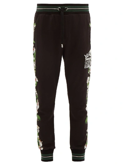 Dolce & Gabbana Orchid-print Cotton-jersey Track Pants In Multi
