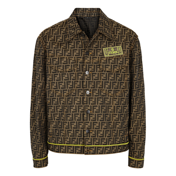 Fendi Logo-patch Ff-jacquard Canvas Jacket In Brown | ModeSens