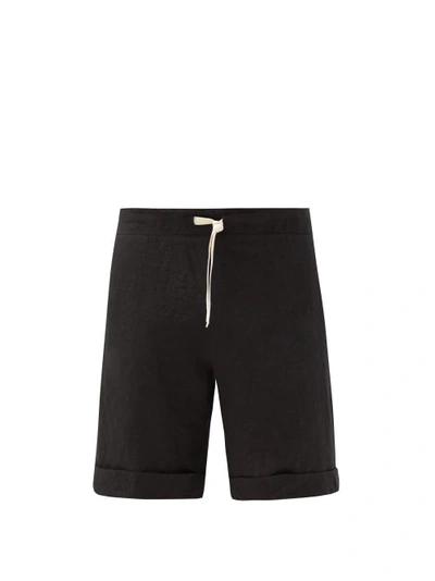 Marane Slubbed Linen-poplin Shorts In Black