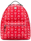 Mcm Stark Visetos Leather Backpack In Red